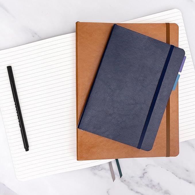 PAPERAGE Softcover Lined Journal Notebook (Dark Green), 160 Pages, Medium College Ruled Notebook, 5.6 inches x 7.9 inches - 100 GSM Thick Premium Paper, Soft Vegan Leather Journal for Home, Work & School