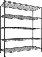 45 "W Storage Shelves 5 Tier Wire Shelving Unit Adjustable Metal Shelving Wire Shelf Pantry Shelves Wire Commercial Rack for Closet Kitchen Pantry Utility Room Garage 45" Wx 13.5" Dx70.5 H Black