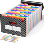 ABC life 26 Pockets Accordion File Organizer, Expanding File Folders, Portable Monthly Bill Receipt Organizer with Colorful A-Z Tabs, Desktop Folders Letter A4 Paper Document Storage for Home Office