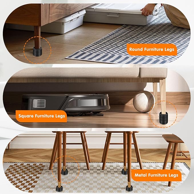 Furniture Risers Bed Risers Heavy Duty 1 inch, 2 inch, 3 inch, 4 inch Round Adjustable Bed Lifts Riser for Desk Legs Table Couch Sofa Chair Refrigerator Washing Machine (1+1 Inch, Black, 8 Pack )