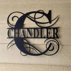 Personalized Metal Name Signs, Split Letter Monogram Wall Decor, Custom Last Name Sign, Family Name Sign for Outdoor, Personalized Wedding Gift, Garden Decor, Metal Wall Art, Housewarming Gift (MonogramDesign_6)
