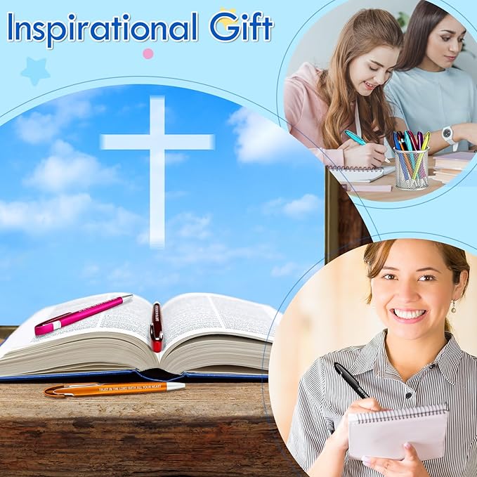 Lincia 100 Pcs Bible Verse Ballpoint Pens Bulk Retractable Medium Point Pens with Black Ink Inspiration Thank You Gifts for Teacher, Back to School, Christmas