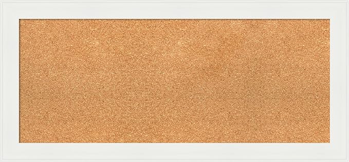 Amanti Art Natural Cork Board for Wall, 17x37 Vision Board with White Frame, Medium Corkboard Office Decor for Home Organization, Casual Corkboard Pinboard to Display Items for Home Organization in
