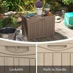 PATIOEASY 45GAL Deck Box -Grey,Lockable Patio Outdoor Storage Box for Furniture,Waterproof,Outdoor Cushions