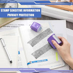 Nezyo 2 Pack Identity Protection Roller Stamp Identity Theft, Confidential, Privacy Roller Stamp Information Blocker and 4 Pack Refill Ink for ID Account Data Address Security(Purple)