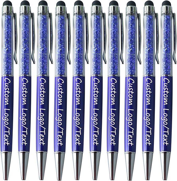 Yucold Customized Pens with Name/Logo - Touch Screen Stylus Ballpoint Pen, Perfect for Weddings, Business & Personalized Gifts (Royal blue,30)