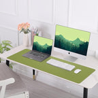 Leather Desk pad Protector, Large Desk mat with Natural Cork & PU Leather,Mouse pad,Non-Slip Office Desk Mat,Waterproof Desk Writing Pad for Office and Home (47in*23.7in, Olive Green)