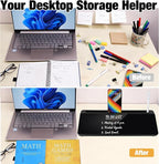 Glass Desktop Whiteboard 15.8×7”, Dry Erase Note Memo Board, Desk Organizer with Storage for Desk, Office, School Supplies, Black, 2026