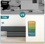 SUPEASY Wall File Organizer Mesh Office Mail Holder, Hanging Wall Organizer Magazine Rack for Office Black, 10 Tier