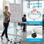 Mobile Dry Erase Board on Wheels 40 x 28 Inch-Magnetic Whiteboard Easel with Height Adjustable Stand - Rolling Presentation Board with Flipchart Paper Pad for Homeschool Teaching, Office, Workshops