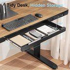 ERGO COLLECT Electric Standing Desk 48 Inch - One-Piece Desktop with Drawer, Cable Management, Wireless Charging & USB Port, Quiet Motor - for Home Office, Walnut
