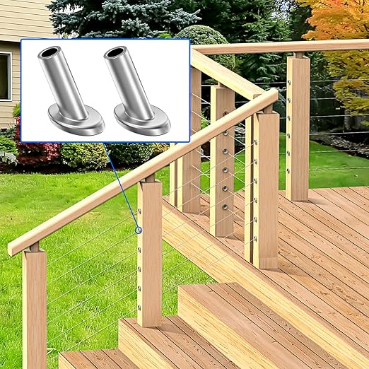 BLIKA 40 Pack 25 30 35 Degree 1/8" Angle Beveled Protector Sleeves, Angled Post Protector for 1/8" Cable Railing, T316 Stainless Steel, 30 Degree Angle Beveled Protector Sleeves