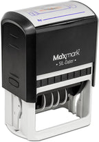 MaxMark Large Self-Inking Rubber Date Office Stamp with Approved Phrase & Date - Red Ink, 12-Year Band - Style 3