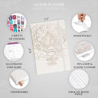 Legend Planner – Weekly & Monthly Life Planner to Hit Your Goals & Live Happier. Organizer Notebook & Productivity Journal. A5 (White)