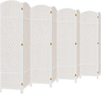 DURASPACE 8 Panel Room Divider, 6ft Tall Folding Privacy Screen, 19.5" Wide Panels, 360°Rotation, Hand-Woven Freestanding Wood Partition for Room Separation