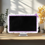 Kingshion 32"-38" Lovely Cute Computer Monitor Cover with Lovely Cute Elastic Pen Pocket Bow-knot TV LCD Screen Monitor Decoration Dust Cover Protector, Lace Fabric - purple