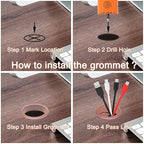 VIKITON Desk Grommet 2 inch with Hole Saw, Desk Cord Hole Cover Grommet for Cables, 2 PCS, Brown