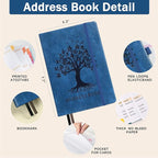 ZXHQ Address Book with Colorful Alphabetical Tabs (8.4" x 5.8") - Address Books for Seniors Hardcover Telephone and Contact Organizer, with Space for Important Website Passwords - Blue