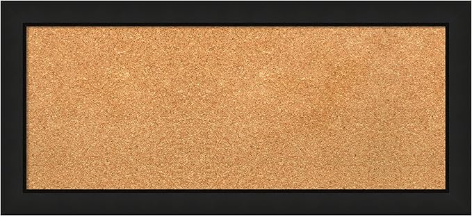 Amanti Art Natural Cork Board for Wall, 15x33 Vision Board with Black Wood Frame, Medium Corkboard Office Decor for Home Organization, Casual Corkboard Pinboard to display items for home organization