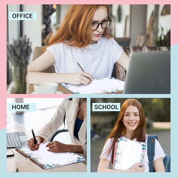 8.5x11 Weekly Planner Notepad Undated To Do List Note pad 52 Weekly Desk Wall Planner Calendar Hangble Daily Planning Pad for Work,Home,School,Ofiice Supplies,Matching 44 Notepad,Blue