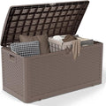 Yardgrace 80 Gallon Pro Resin Deck Box, Waterproof Outdoor Storage Bin for Patio, Poolside, and Garden, Lockable & UV-Resistant,Brown