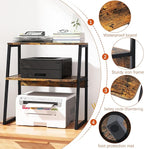 Arbuxzuy Printer Stand for Desk, Desktop Printer Shelf, 3 Tier Desk Shelf for top of Desk, Large Printer Stands Office Organization Shelves for Home Office Printer Fax Book, Rustic Brown