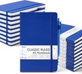 feela College Ruled Notebooks, 18 Pack Business Notebook Bulk Hardcover Lined Writing Journal with Pen Holder for Men Women Note Taking, with 18 Black Pens, 120 GSM, 5.1”x8.3”, A5, Navy
