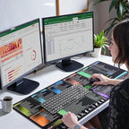 iCasso Excel Cheat Sheet Desk Pad, Excel Mouse Pad Shortcuts, Excell Short Cut Desk Mat, Extended Large XXL Non-Slip Exel Mousepad with Stitched Edges for Computer Keyboard(Colorful)