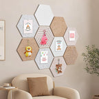 15'' Large Hexagon Cork-Bulletin Board Tiles Adhesive Frameless 10 Pack 15 x 13 inch Hex Pin Corkboard Prayer Vision Cork Board for Office-Wall Decor, Hexagonal Tack Pinboard with 30 Push Pins