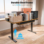 Kingant 48 x 24 Inch Electric Standing Desk with 4 Drawers, Height Adjustable Sit to Stand Computer Desk with Storage Shelf and C-Clamp Mount Compatibility for Home Office, Rustic Brown