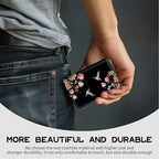 BWEGRHE Cute Credit Card Holder with Zipper, Hummingbird Floral Sakura RFID-Blocking Card Case Small Wallet for Women Men, Multi-slot Card Organizer Case Travel Accordion Wallet