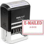 MaxMark Large Self-Inking Rubber Date Office Stamp with E-Mailed Phrase & Date - Red Ink, 12-Year Band - Style 3