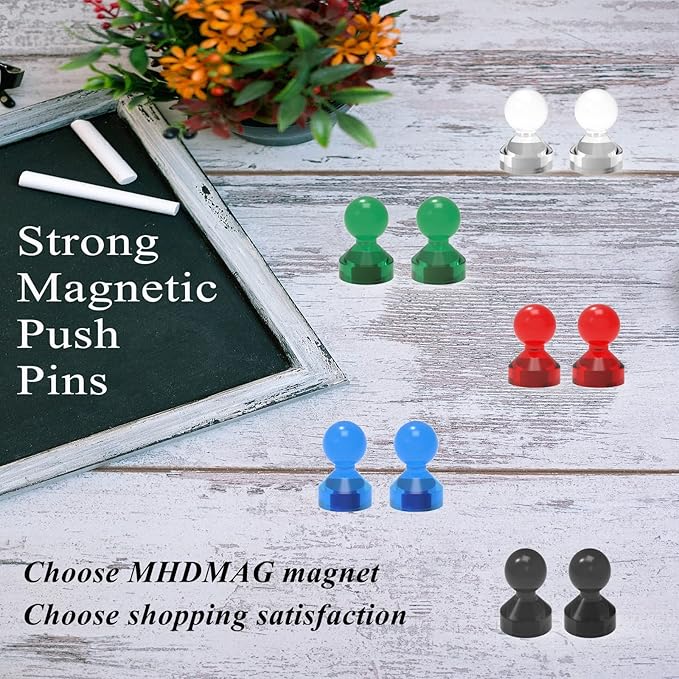 MHDMAG Magnetic Push Pins Powerful Push Pin Magnets for Fridge Whiteboards Calendars Maps in School & Office Pack of 32,Green