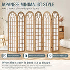 Aletheiawu 6 Panel Room Divider Wall Shoji Screen, Japanese Wood Room Divider for Room Separation, Folding Privacy Screen, Portable Room Partition for Home Office Restaurant - Natural