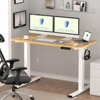 FLEXISPOT EN1 One-Piece Standing Desk with 1-Inch Thick Seamless Desktop, 60"x24" Electric Height Adjustable Desk for Home Office, Multi-Monitor Setups & Easy Assembly, Maple