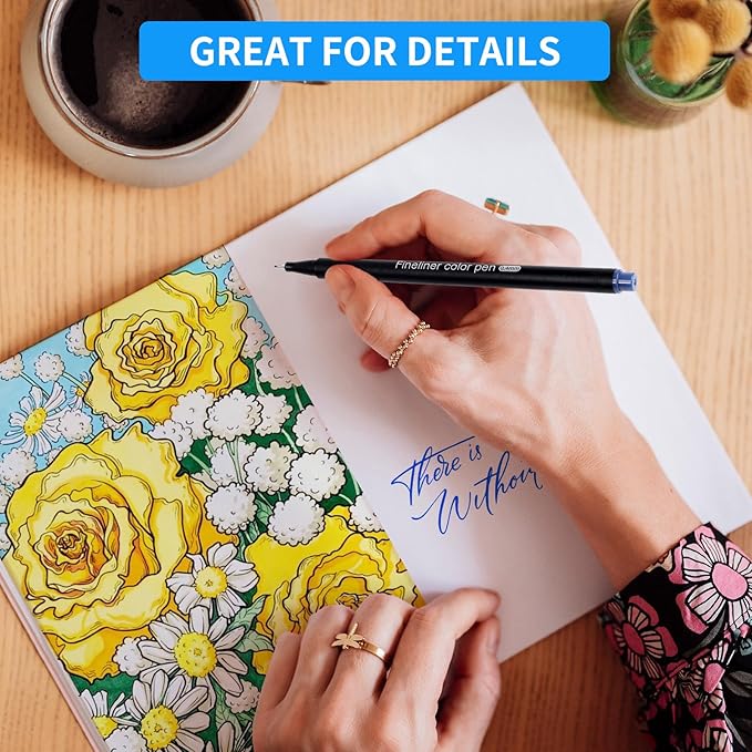 huesamhi Colored Pens for Journaling, Planning Bullet Journals Fineliner Felt Tip Fine Point Marker Pens 12 Vibrant Colors - Premium Writing planner accessories