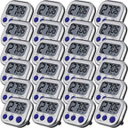 Leumoi 24 Pcs Digital Kitchen Timers Magnetic Back Timers Bulk Large Screen Loud Alarm On/Off Switch Minute Second Count up Countdown Memory Setting for Cooking Classroom Exercise (Sliver and Blue)