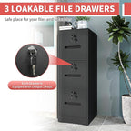 OPTYMIRA 3 Drawer Metal File Cabinet with 3 Unique Locks Heavy Duty Locking File Cabinets Home Office Steel Filing Cabinet Vertical File Cabinets for Legal/Letter Size File,Assembly Required