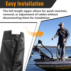 48 Inch Zippered Rigging Sleeve | Heavy Duty 600D Waterproof Marine Cable Organizer for Trolling Motor, Control Cables, Fuel Lines & Wires | Black with Cable Tie