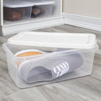 20-Pack 6 Quart Clear Plastic Storage Bins with Snap-On Lids - Stackable Organizers for Home, Bathroom, Closet & Office