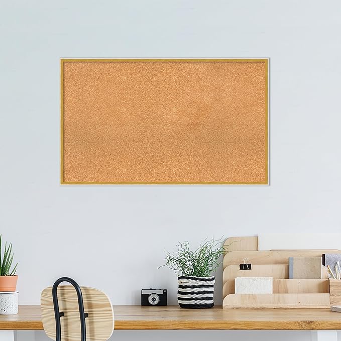Amanti Art Natural Cork Board for Wall, 25x41 Vision Board with White Frame, Large Corkboard Office Decor for Home Organization, Modern Corkboard Pinboard to Display Items for Home Organization in