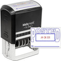 MaxMark Large Self-Inking Rubber Date Office Stamp with Posted Phrase & Date - Blue/Red Ink, 12-Year Band - Style 5