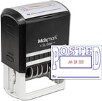 MaxMark Large Self-Inking Rubber Date Office Stamp with Posted Phrase & Date - Blue/Red Ink, 12-Year Band - Style 5
