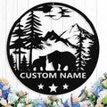 Custom Bear Metal Sign, Custom Bear Metal Wall Art Decor, Personalized Last Name Signs for Home, Rustic Farmhouse Black Wall Decor for Cabin, Bedroom, Living Room, Porch