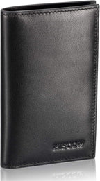Slim Leather Credit Card Holder for Men & Women 8cc, Italian Calfskin (Black)