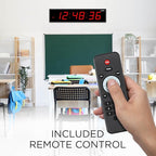 Ivation Huge Oversized 48" Large Digital LED Clock | Big Digital Clock w/Multi-Function Display – Stopwatch, Timer, Alarms, Temp & Date | 6 Brightness Levels, Time Memory & Remote (Red)