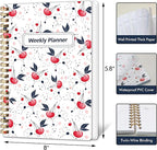 Undated Weekly Planner- Weekly Goals Notebook, A5 To Do List Planner, Habit Tracker Journal with Spiral Binding（Flower-1）