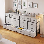 LUMTOK 10-Drawer Dresser, Fabric Storage Dresser Drawers for Bedroom, Hallway, Nursery, Closets, Steel Frame, Wood Top, Easy Pull Handle (Greige)