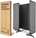 Strongbird Room Partition,Folding Privacy Divider,Office Partition Dividers,Office Dividers Wall, 10'6"W x 6'7"H,Light Grey