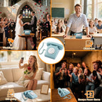 Rotkfst Guest Book Audio Wedding Phone,Record Voice Messages,Retro Guest Book for Wedding or Birthday Party Message Voicemail,Save The Blessings of Your Relatives and Friends（Blue）